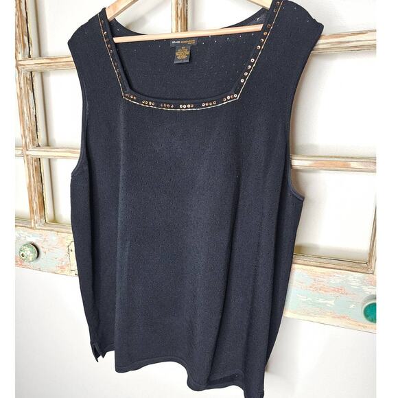 Grace Dane Lewis Tops - Black Sleeveless Sweater by Grace Dane Lewis Size 3X